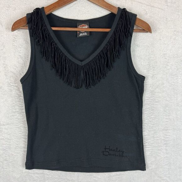 Harley Davidson Tank Top Womens Medium Fringe Shirt Marietta Georgia - Picture 1 of 7